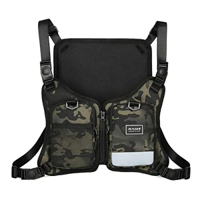 Image of Chest Rig Bag Hip Hop Adjustable Crossbody Bags with Reflective for Men Women Fitness Hiking Cycling Camping Climbing Running (Camouflage)