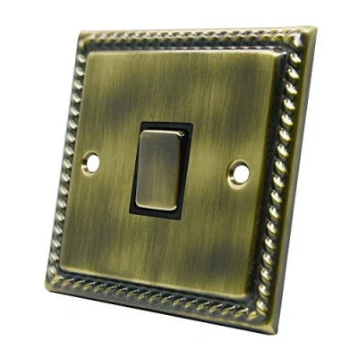 Image of Georgian Antique Brass Intermediate 1 Gang Switch 10 Amp Single Light