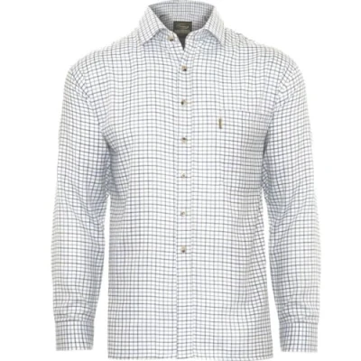 Image of Champion Tattersall Country Casual Style Long Sleeved Shirt Blue XL