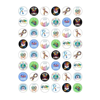 Image of 48 Autism Awareness Acceptance Charity Fundraising Edible Wafer Paper Cake Toppers Decorations
