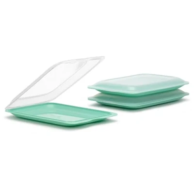 Image of TATAY Set of 3 Cold Meat Containers with Lid, BPA Free, Reusable, Stackable, Dishwasher and Microwaveable, Colour Mint, Measures 17 x 3,2 25,2 cm