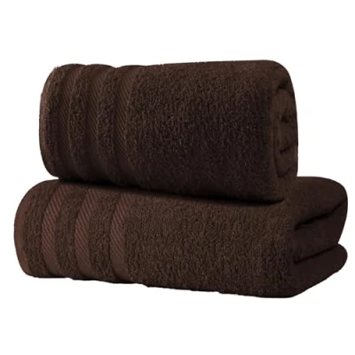 Image of 2x Large Bath Sheets Towel 100% Egyptian Cotton Bathroom Jumbo Towels Super Soft 500GSM Fast Absorbent Quick Dry Big (Chocolate)