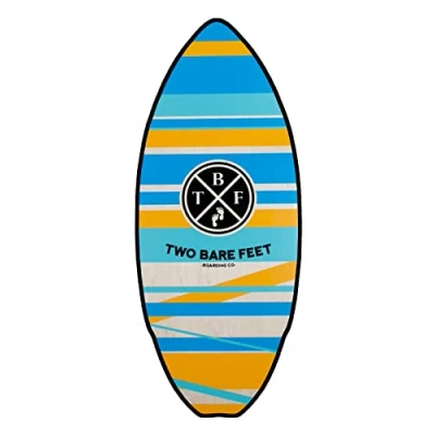 Image of Two Bare Feet 41&quot; Skimboard Suitable for Beginners, 7 Ply wooden construction with nose pre curve, Pin tail, Adults and Kids (Wedge)