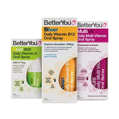Image of BetterYou Complete Wellness Pack: Vitamin B12 + DLux3000 MultiVit Oral Sprays (3 Pack)