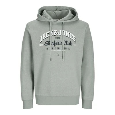Image of JACK &amp; JONES Men&#039;s Jjelogo Sweat Hood 2 Col 24/25 Noos Sweatshirt, Iceberg Green/Detail:Melange, L