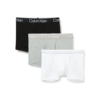 Image of Calvin Klein Underwear Trunk 3 PACK Pants, Men&#039;s, Size: Large, White/black/grey heather