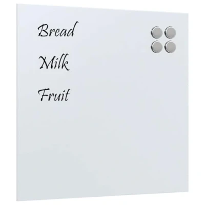 Image of vidaXL Wall Mounted Magnetic Board White 60x60cm Glass Dry Erase for Home/Office/School