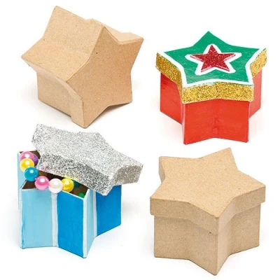 Image of Star Shaped Paper Mache Boxes for Children to Decorate (Pack of 10)