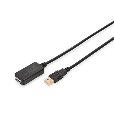 Image of DIGITUS Active USB 2.0 extension cable Repeater A male to female 5 m 480 Mbit/s Plug &amp; Play Power supply via Black