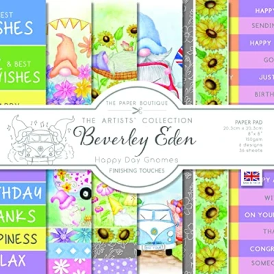 Image of Paper Boutique Happy Day Gnomes Finishing Touches Pad, Paper, Multicoloured, 8 x inches