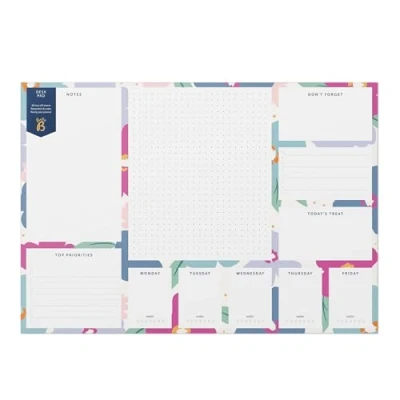 Image of Busy B A3 Desk Pad in Floral with 36 Tear off Sheets, Reminders, Notes and Handy Year Planner
