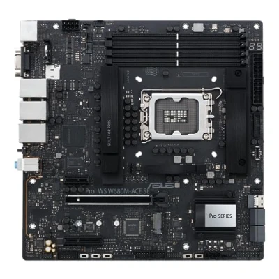 Image of ASUS Pro WS W680M ACE SE Intel LGA 1700 mATX BMC AST2600 Workstation Motherboard,PCIe 5.0x16,DDR5,ECC Memory,2xIntel 2.5 Gb LAN,2xPCIe 4.0 M.2,USB 3.2 Gen 2x2 Front Panel,SlimSAS,Thunderbolt 4, ACCE
