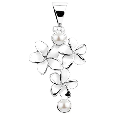 Image of Nenalina Women&#039;s Necklace Floral Pendant with Pearl Beads Handmade from 925 Sterling Silver, 262307 042