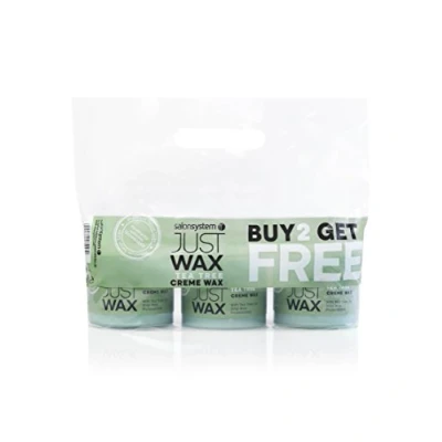 Image of Salon System Just Wax Tea Tree Creme 3 for 2 and Deo Fine Paper Strips (100)