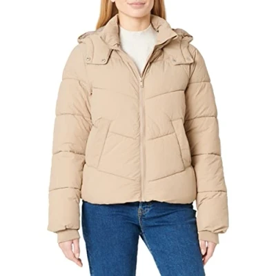 Image of Pieces Women&#039;s Pcjamilla Short Puffer Noos Bc Jacket, Silver Mink, S UK