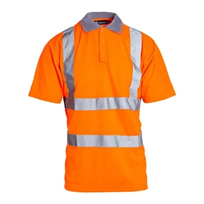 Image of Blackrock Orange Short Sleeve Hi Vis Polo Shirt for Men &amp; Women Reflective Long T Shirt, Viz Tops Safety Workwear Security Shirts Men, Fully EN Certified Size Small