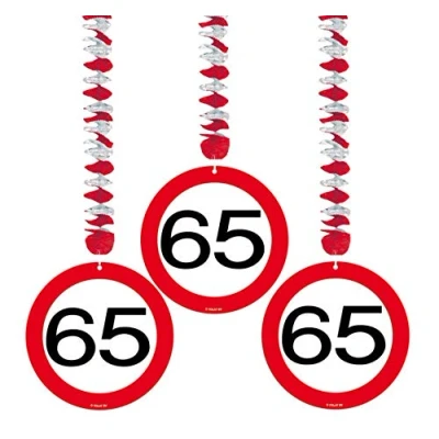Image of Folat 65th Birthday Traffic Sign Hangers 3 pieces
