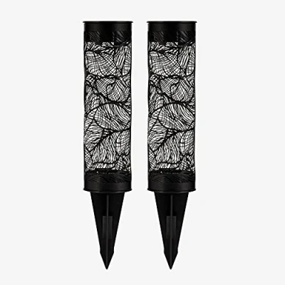 Image of Pauleen 48163 Sunshine Gloss Ground Spike Set of 2 for Balcony or Garden Black Outdoor Lighting Metal Plastic Solar 1800K
