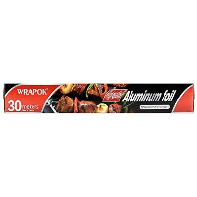 Image of WRAPOK 1 x Tin Aluminum Kitchen Foil Roll Catering Baking Food Service Cooking for BBQ, Cooking, Grilling, Roasting 30 cm m