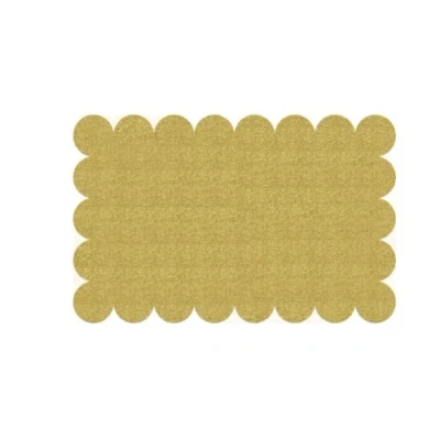 Image of Shimmering Gold Glitter Scalloped Plastic Placemats Elegant &amp; Unique Design Perfect for Parties Events, Stylish 8ct