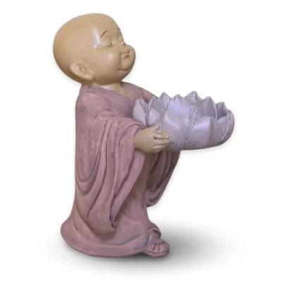 Image of Zen and Feng Shui Buddha Statue Tealight Holder Lucky Charm Gift Idea Height: 13 cm Colour: Beige Antique Pink Zen&#039;Light