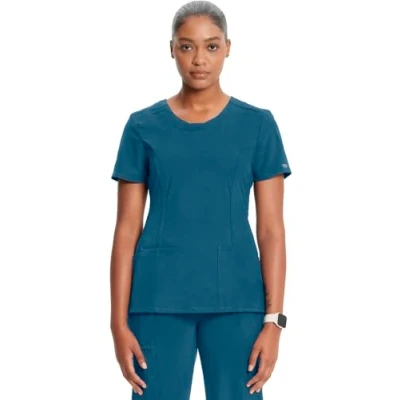 Image of Cherokee Women&#039;s Infinity Round Neck Top Medical Scrubs Shirt, Caribbean Blue, X Small