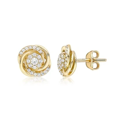 Image of Carissima Gold Women&#039;s 9 ct Yellow Cubic Zirconia mm Rose Stud Earrings