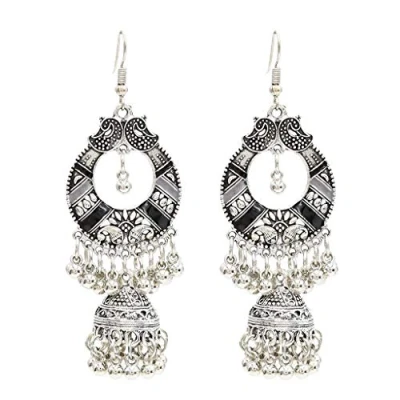 Image of fivekim Traditional Ethnic Indian earrings Bali Jhumka Jhumki Gypsy Dangle Bell black