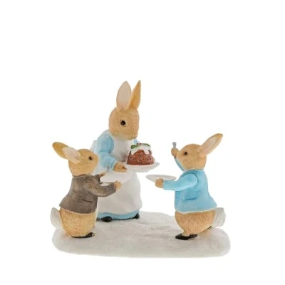 Image of Beatrix Potter Mrs. Rabbit with a Christmas Pudding Figurine
