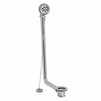 Image of ENKI, W37, Traditional Exposed Bath Retainer Waste with Ball Chain Plug and Overflow, Polished Chrome