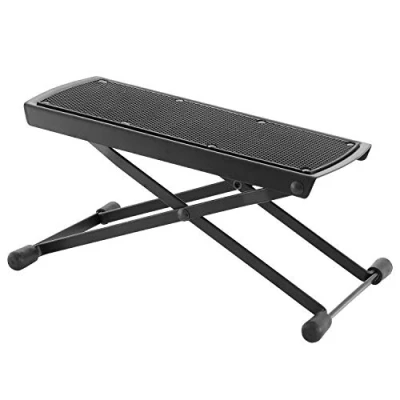 Image of World Rhythm Guitar Footstool Folding Foot Rest in Black, Step