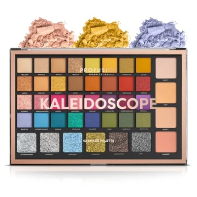 Image of Profusion Cosmetics Kaleidoscope 42 Shade Palette Bright Colors Matte Shimmer Satin Colorful Eyeshadow Makeup Pallete Long lasting and Pro Pigment Silky Powder Eye Shadow