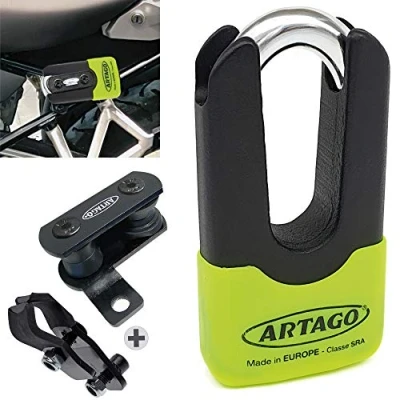 Image of Artago 69X1 Pack Anti Theft Disc Lock High Security + Bracket for BMW (R1250GS, R1200GS, F850GS, F800GS, F750GS, F700GS, G310GS, F900XR), SRA Approved, Sold Secure Gold, ART4