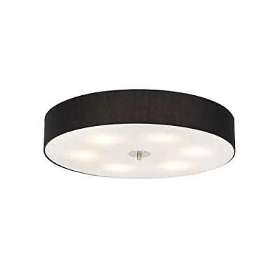 Image of Qazqa Country Ceiling Lamp I Flush Light Black 70 cm Drum Modern Suitable for LED E27 6 Fabric Living Room Kitchen Bedroom