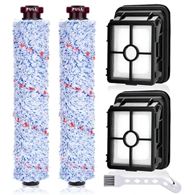 Image of Rebirthcare 1866 Vacuum Filter and Gentle Clean Multi Surface 1868 Brush Roll Compatible with Bissell CrossWave Replace Part # 1608683, 160 8683, 1608684 (3 Pack Rolls +3 Filters)