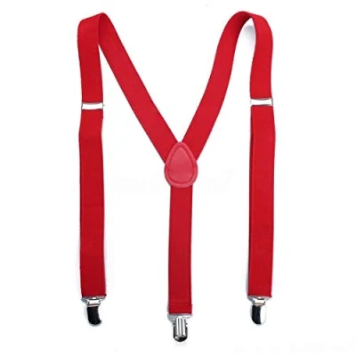 Image of Boolavard Clip on Unisex Mens Women Adjustable Trousers Fully Elastic Y back Suspender Bra (Dark Red)