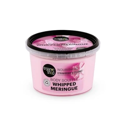 Image of Organic Shop Whipped Meringue body souffle. Nourishing. Strawberry &amp; Coconut, 250 ml