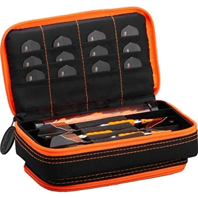 Image of Casemaster Plazma Plus Black with Orange Trim Dart Case and Phone Pocket