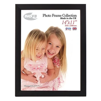 Image of Inov8 Framing British Made Traditional Picture/Photo Frame, Satin Black, 14x11 inch, Dense wood, 14_x_11_inches
