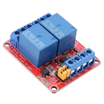 Image of 5V Relay Module, 2 Channel Module Power Board with Optocoupler Isolation High and Low Level Trigger(5V)