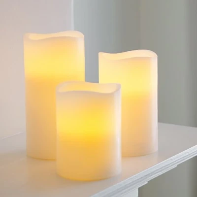 Image of Lights4fun Set of 3 Real Wax Battery Operated Flameless LED Candles with Timer