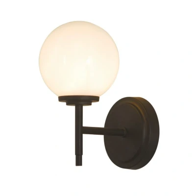 Image of Spa Porto Single Globe Wall Light Opal Glass and Matte Black