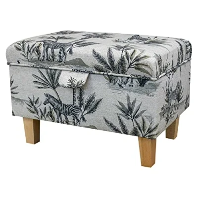 Image of Safari Wildlife Storage Footstool Ottoman Upholstered Bedroom Box Leopard Animal Nature British Handmade