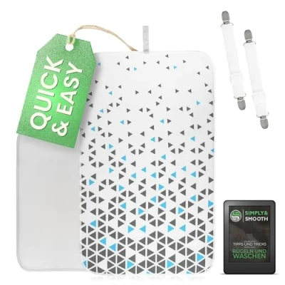 Image of SimplySmooth ironing mat 100 x 60 cm for your table as an alternative to board, heatresistant blanket with tensioners, cloth and ebook, extremely nonslip