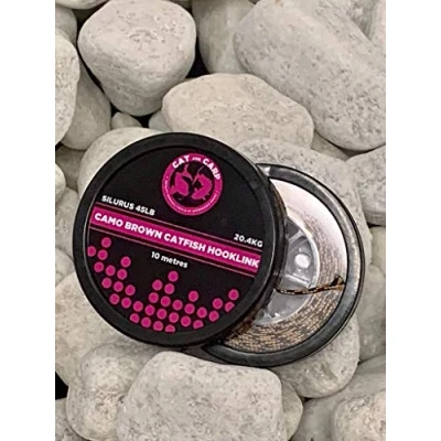 Image of Cat and Carp 45lb Braided Fishing Line. Camo Brown Shock Leader for Fish Terminal Tackle