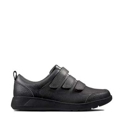 Image of Clarks Scape Sky Youth Leather Shoes in Black Narrow Fit Size 7