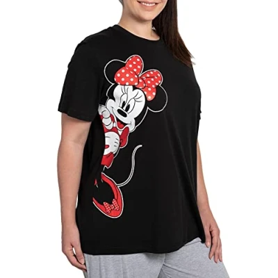 Image of Disney Womens Plus Size T Shirt Minnie Mouse Side Print (Black, 5X)