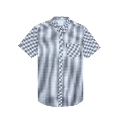 Image of Ben Sherman Signature Gingham Check Short Sleeve Shirt for Mens (0059142) Dark Blue, 2XL