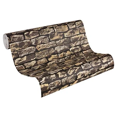 Image of A.S. Création Brick Wallpaper Elements Non Woven 10.05 m x 0.53 Brown Beige Black Made in Germany 907912 9079 12