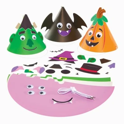 Image of Baker Ross FX696 Halloween Cone Party Hat Kits Pack of 6, Accessories for Kids